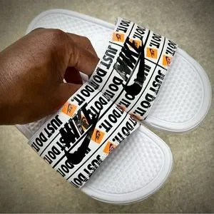 Nike | Shoes | Nike Benassi Slides Just Doit Whites Oranges  display picture 3
